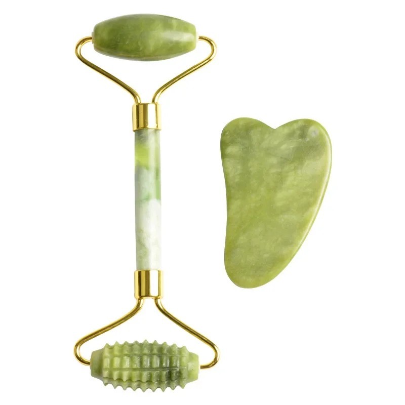 Jade Roller Gua Sha - Набор нефритовых массажных роликов для лица,