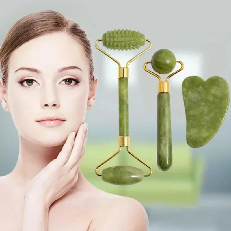 Jade Roller Gua Sha - Натуральный нефритовый ролик для лица Гуа