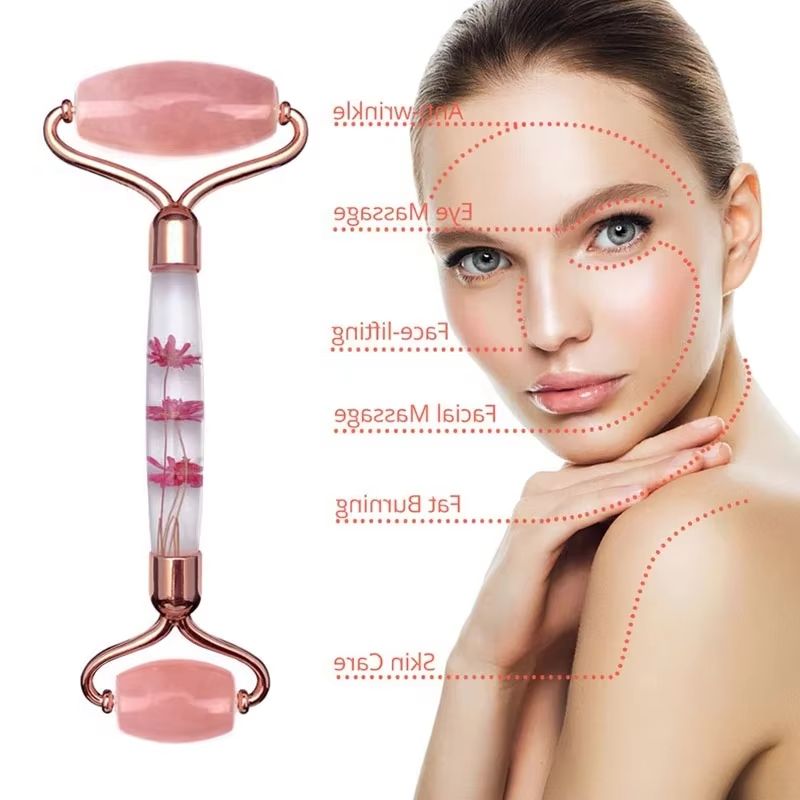 Jade Roller Gua Sha - Массажер для лица из розового кварца
