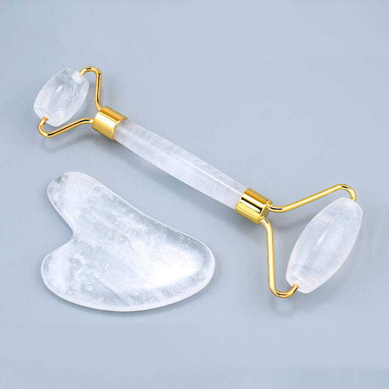 Jade Roller Gua Sha - Натуральный белый кристалл, массажный ролик для