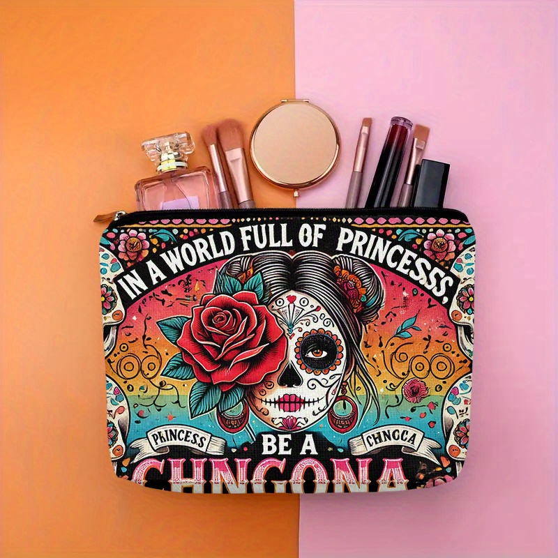 Beauty Makeup Women - Косметичка с цветком и черепом —