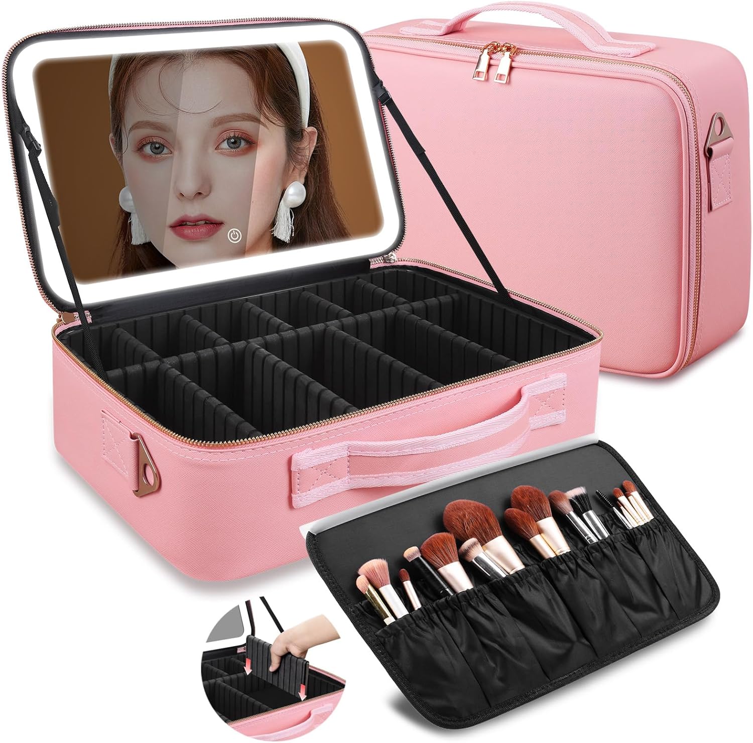 Beauty Makeup Women - Большая косметичка 15''X11'' с LED-зеркалом и